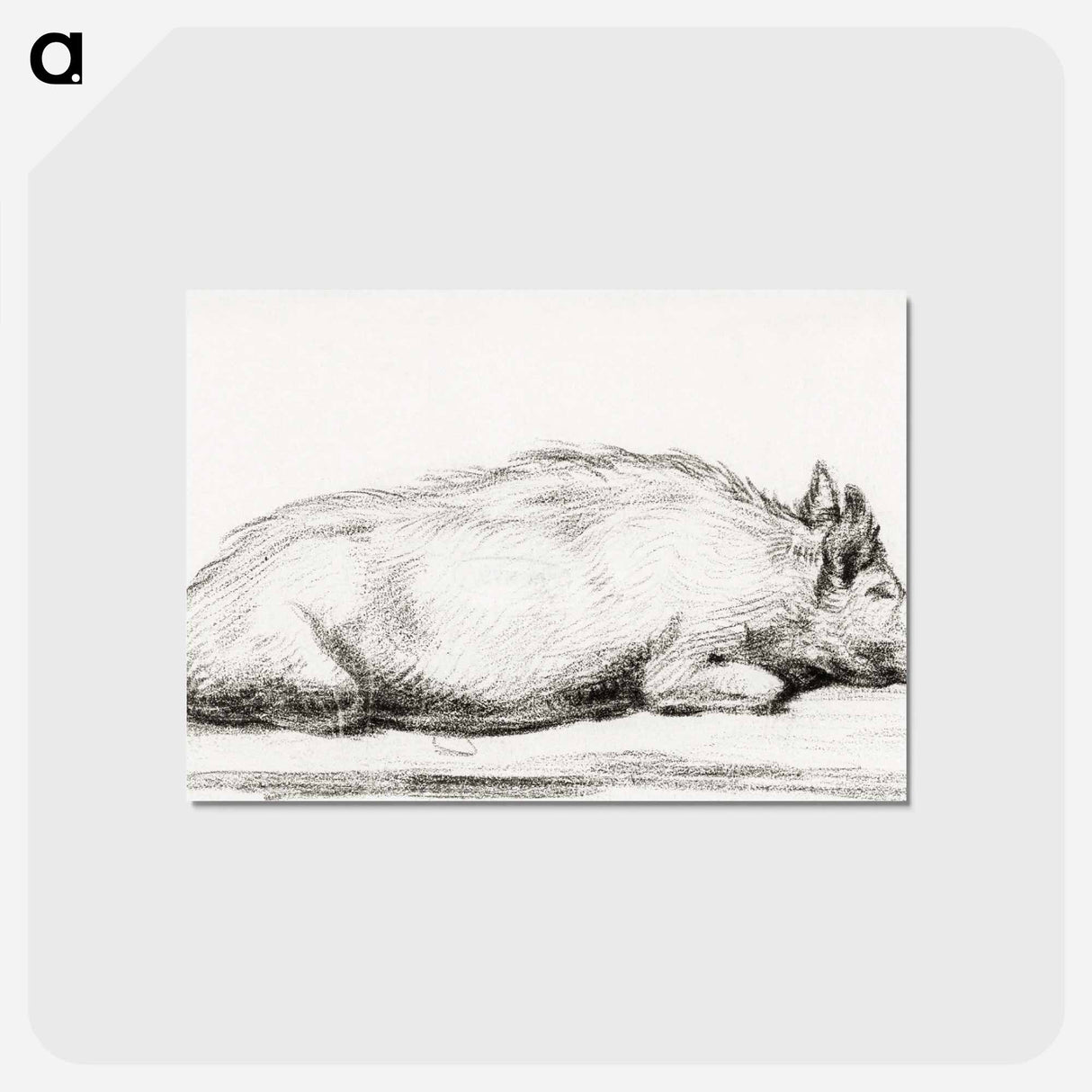 アートポストカード-Lying pig - ジャン ベルナール Postcard.