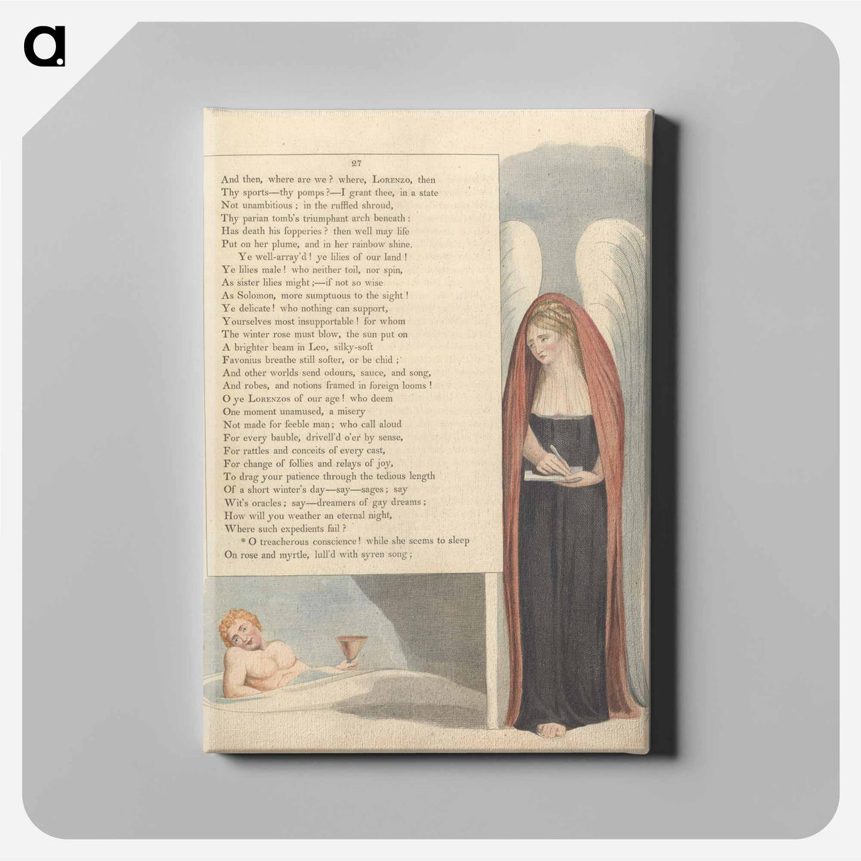 Young's Night Thoughts, Page 27, "O treacherous conscience!" - William Blake Canvas.