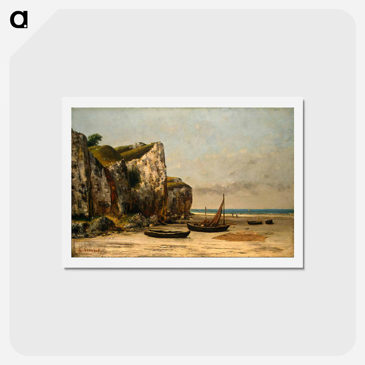 アートポストカード-Beach in Normandy - ギュスターヴ クールベ Postcard.