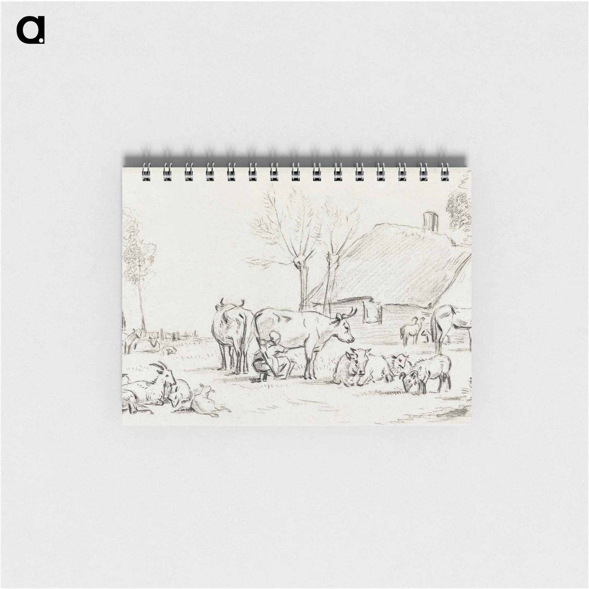 Farmyard with cattle and milking woman - ジャン ベルナール Memo.