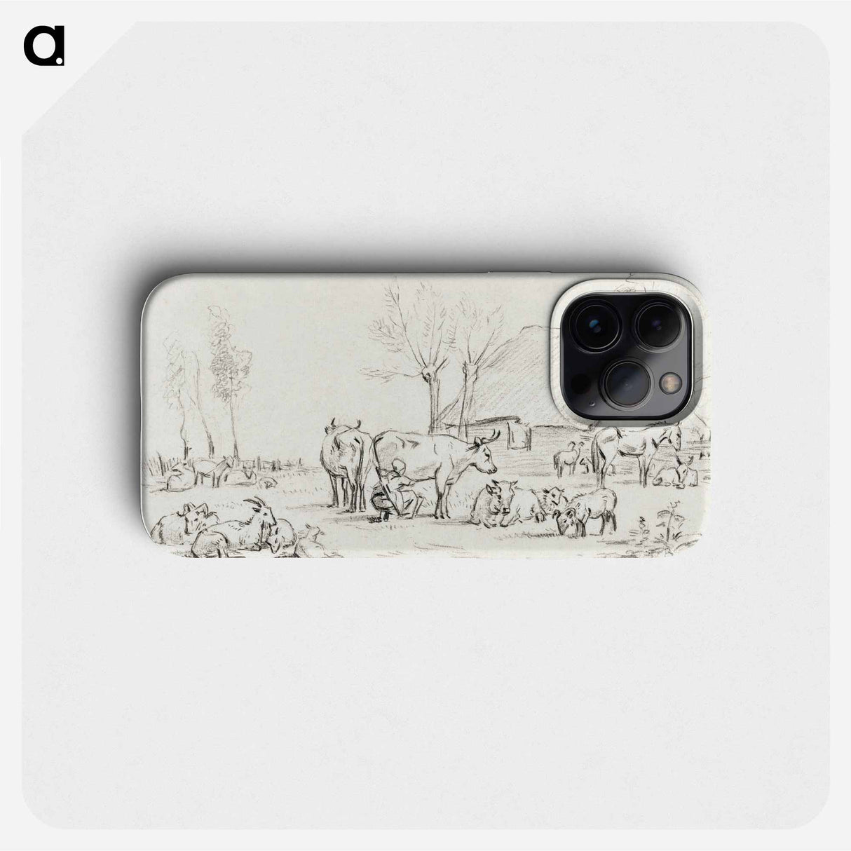 Farmyard with cattle and milking woman - Jean Bernard Phone Case.