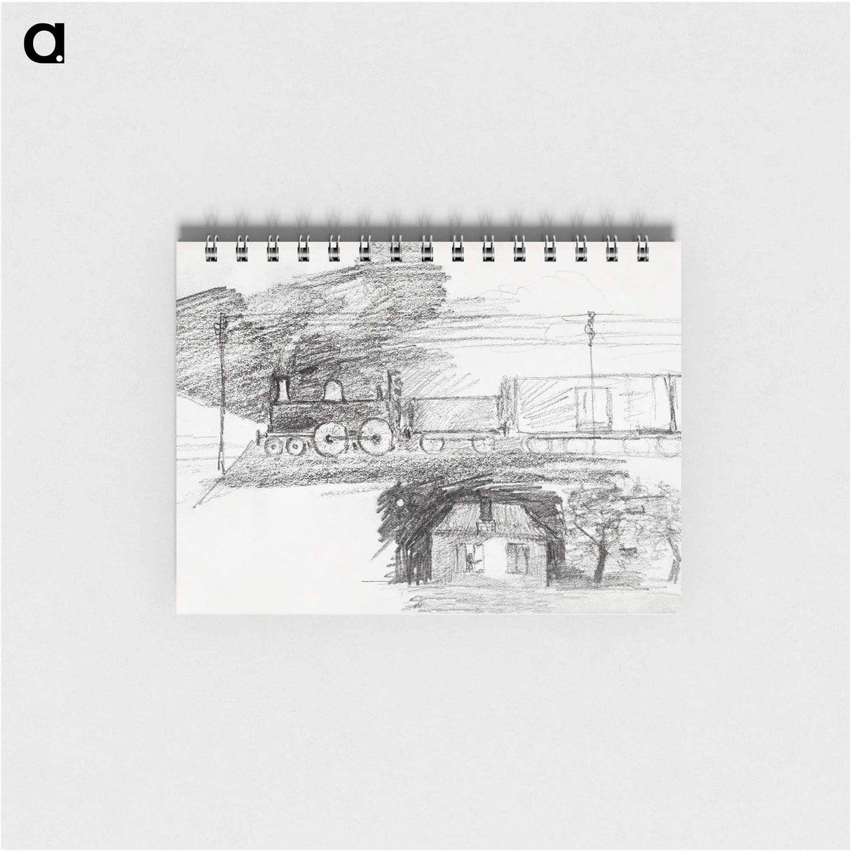 Steam locomotive and a house with a chimney - ユリー デ フラーハ Memo.