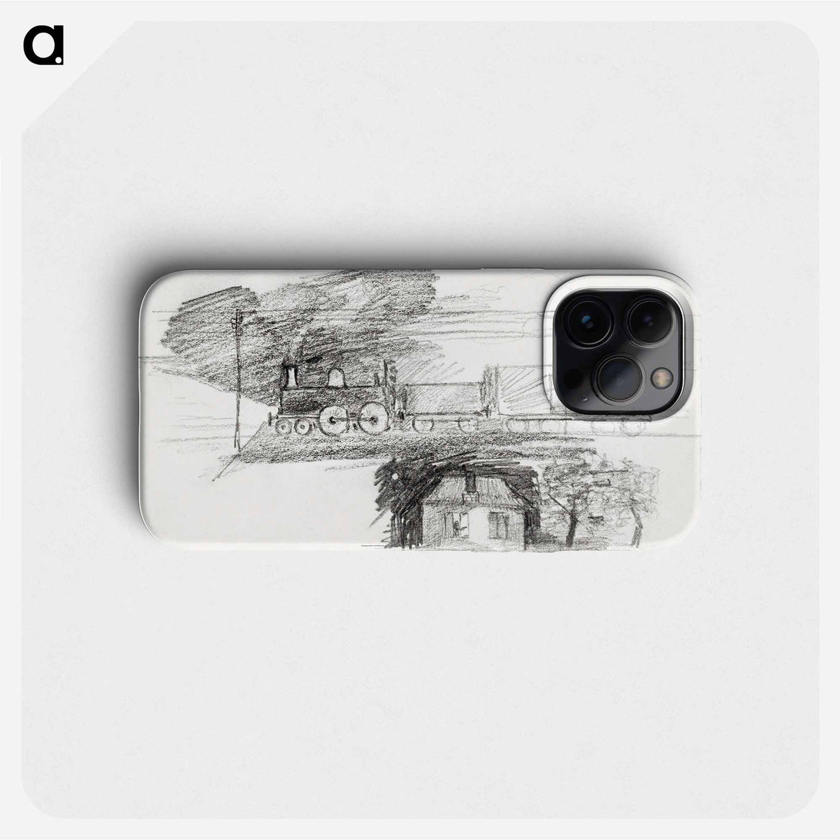 Steam locomotive and a house with a chimney - Julie de Graag Phone Case.