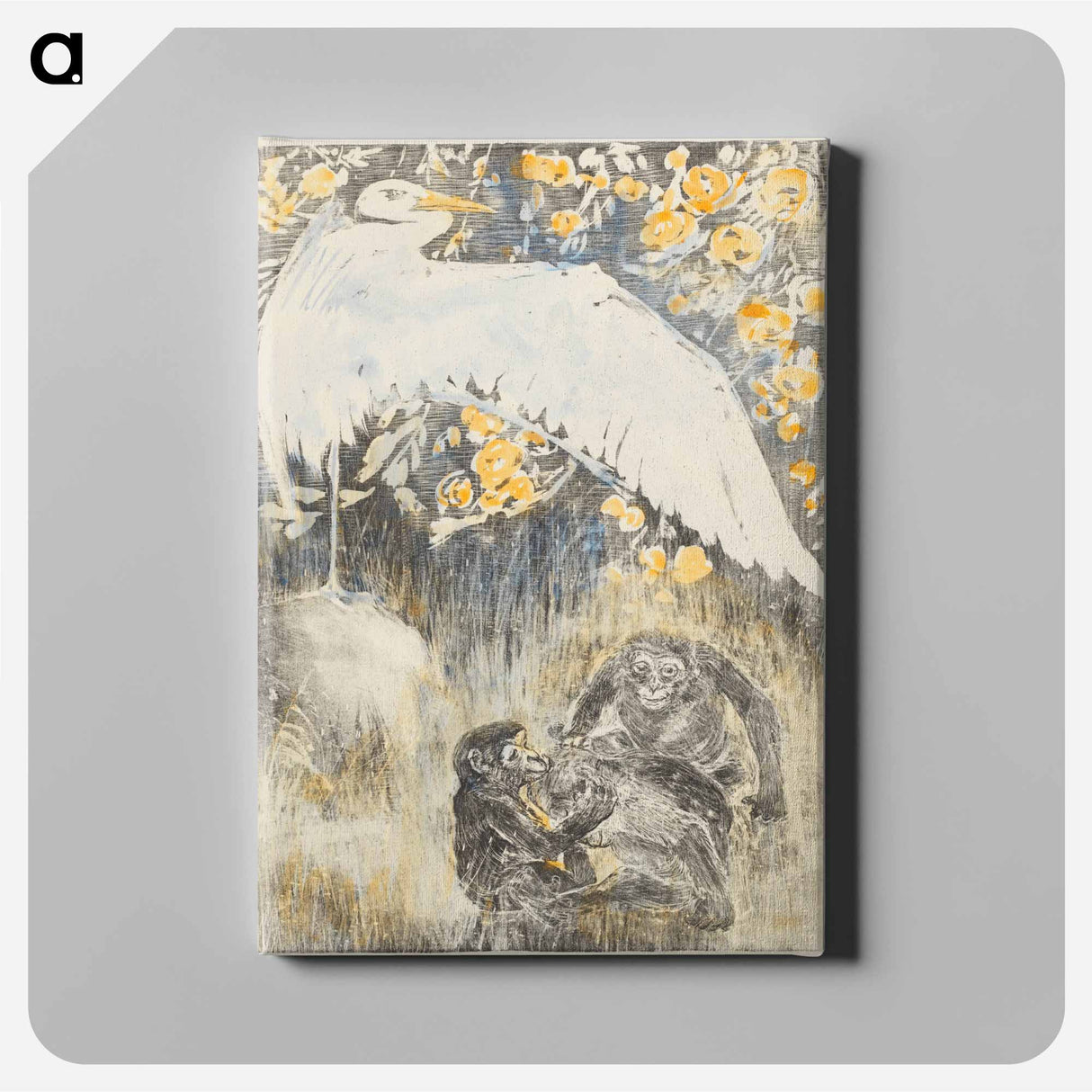 Reiger met dry apen - Theo van Hoytema Canvas.