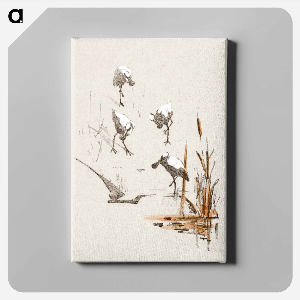 Wenskaart met vier lepelaars - Theo van Hoytema Canvas.