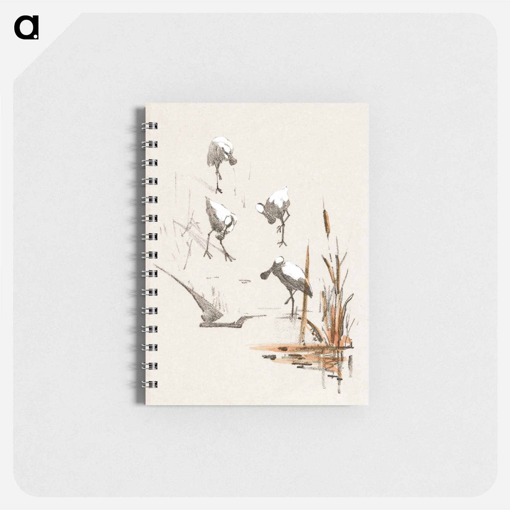 Wenskaart met vier lepelaars - テオ ヴァン ホイテマ Memo.