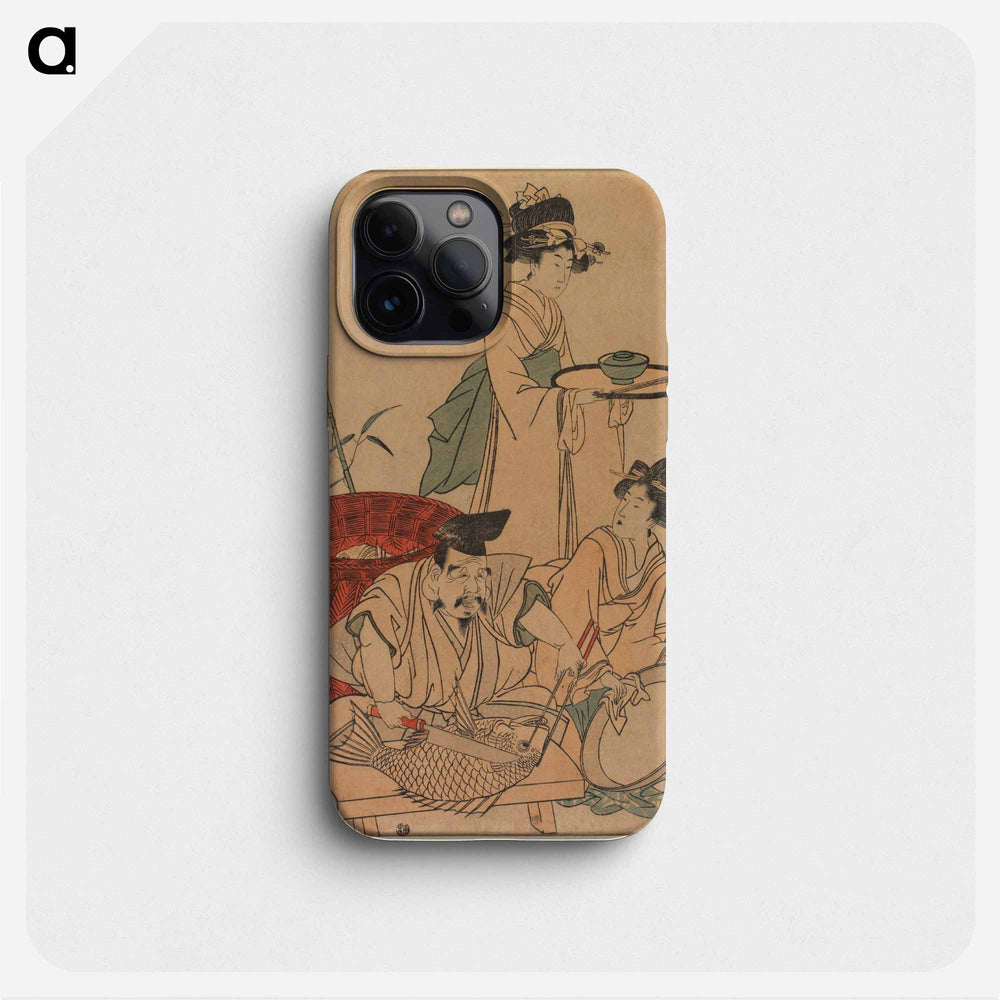 Ebisu God Cooking a Red Snapper - 喜多川 歌麿 Phone Case.