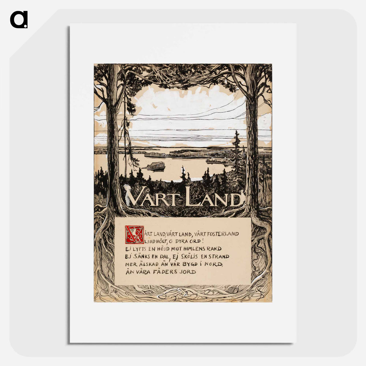 Title page for the poem our land (finland’s national anthem) - アルバート エーデルフェルト Poster.