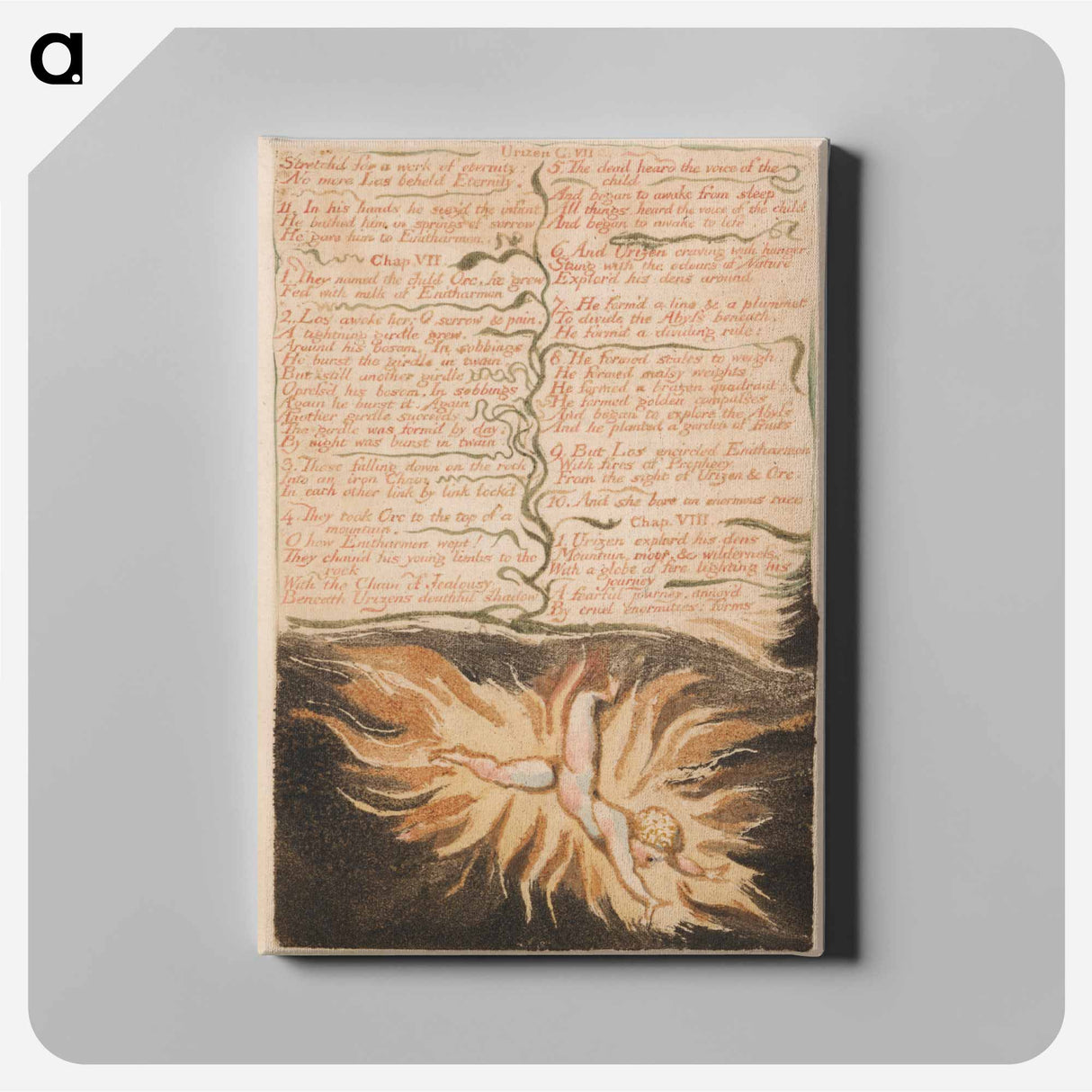 アートパネル-The First Book of Urizen, Plate 22, "Stretch'd for a Work of Eternity...." - ウィリアム ブレイク Canvas.