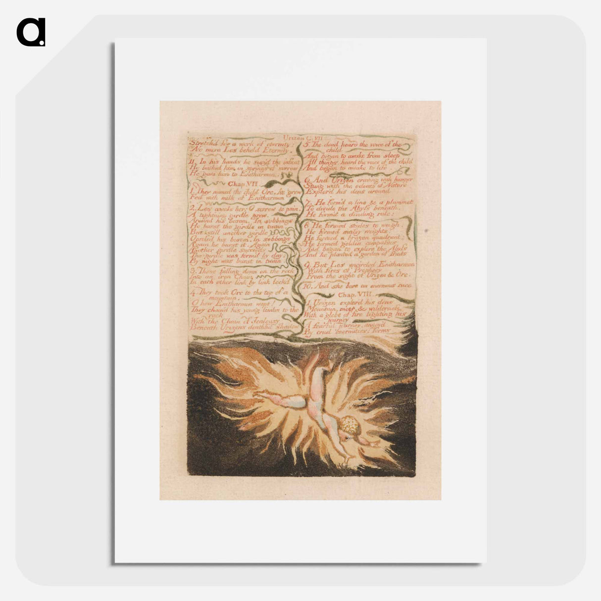 The First Book of Urizen, Plate 22, "Stretch'd for a Work of Eternity...." - William Blake Poster.
