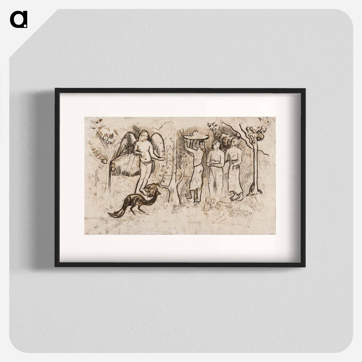 Angel, Peacock, and Three Tahitians - Paul Gauguin Poster.