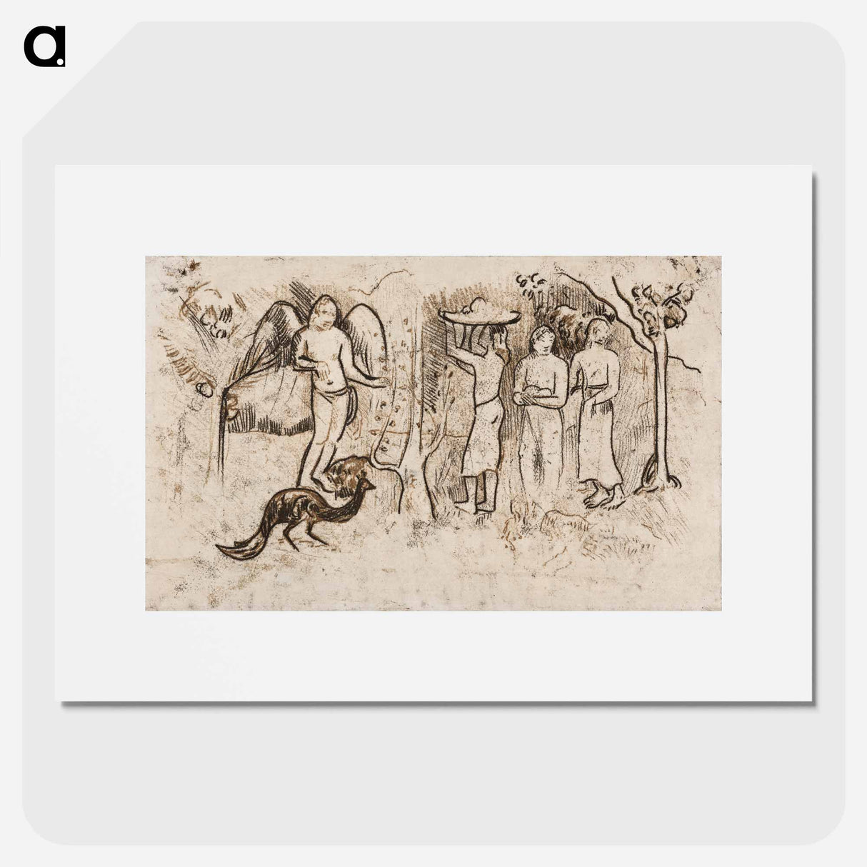 Angel, Peacock, and Three Tahitians - Paul Gauguin Poster.