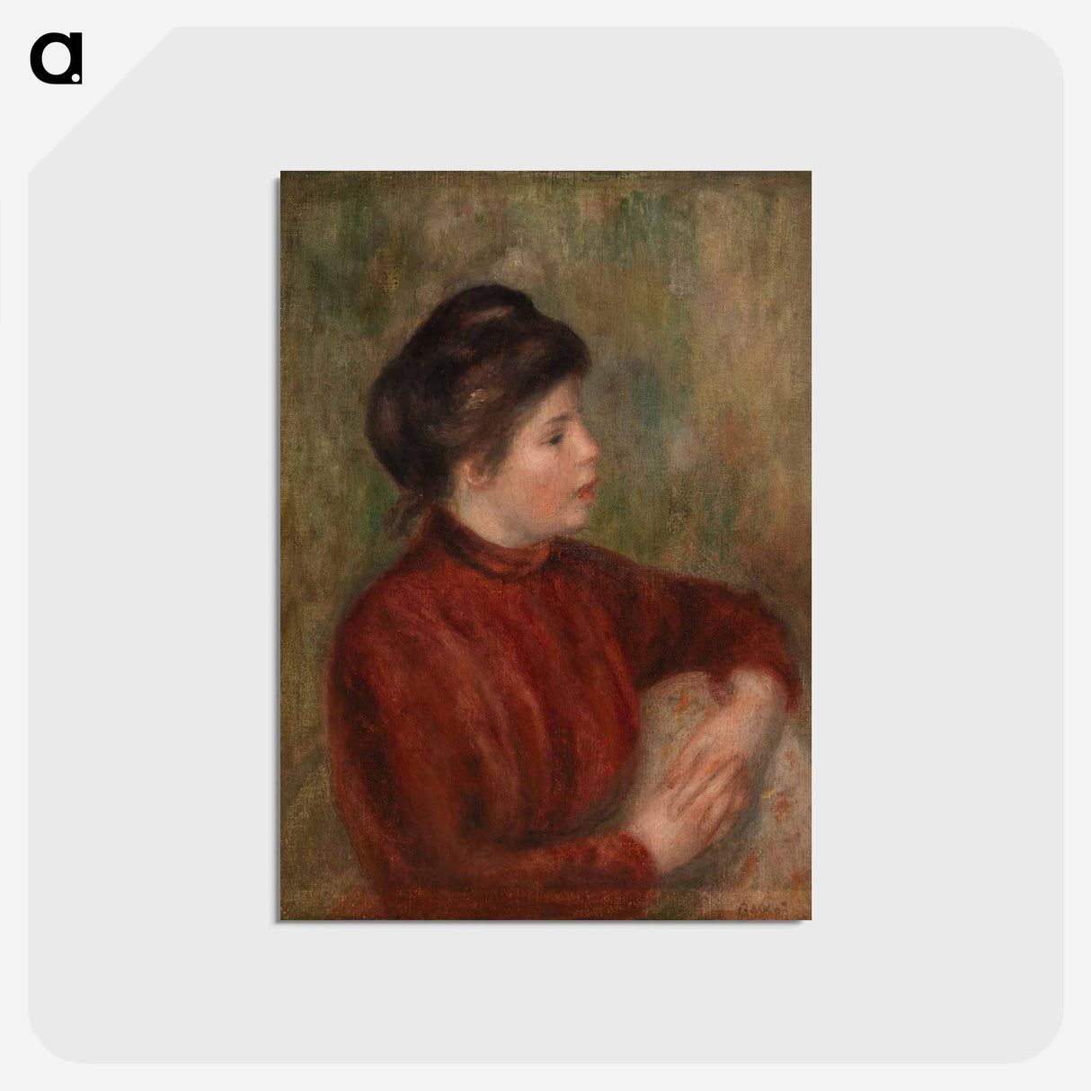 アートポストカード-Woman Leaning on a Chair - ピエール オーギュスト ルノワール Postcard.
