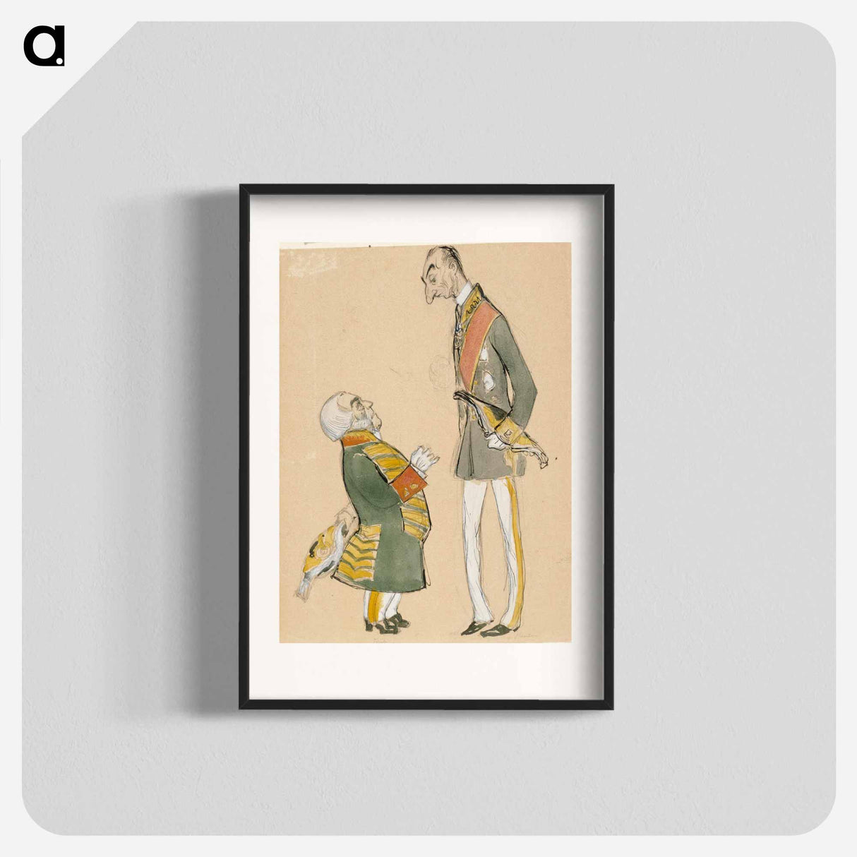 Caricature of von haartman, chairman of the nobility and baron taube - アルバート エーデルフェルト Poster.