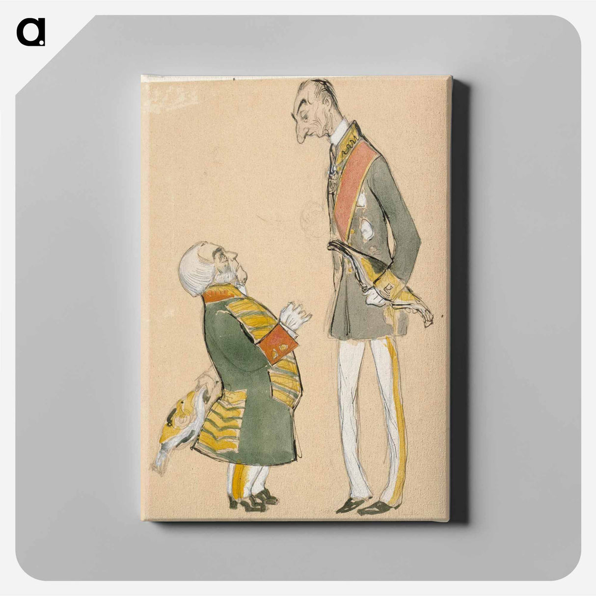 Caricature of von haartman, chairman of the nobility and baron taube - アルバート エーデルフェルト Canvas.