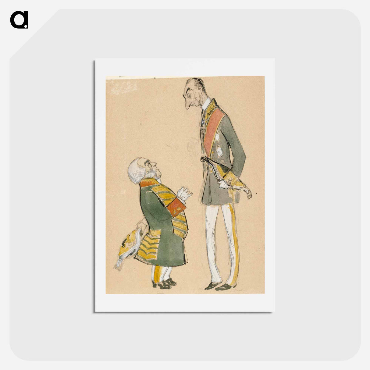 Caricature of von haartman, chairman of the nobility and baron taube - アルバート エーデルフェルト Postcard.