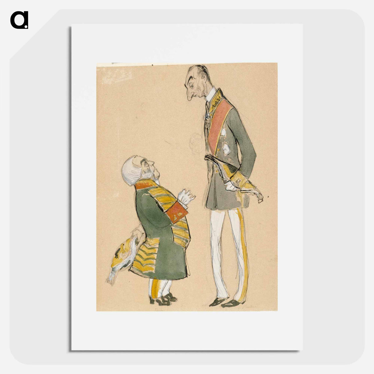 Caricature of von haartman, chairman of the nobility and baron taube - アルバート エーデルフェルト Poster.