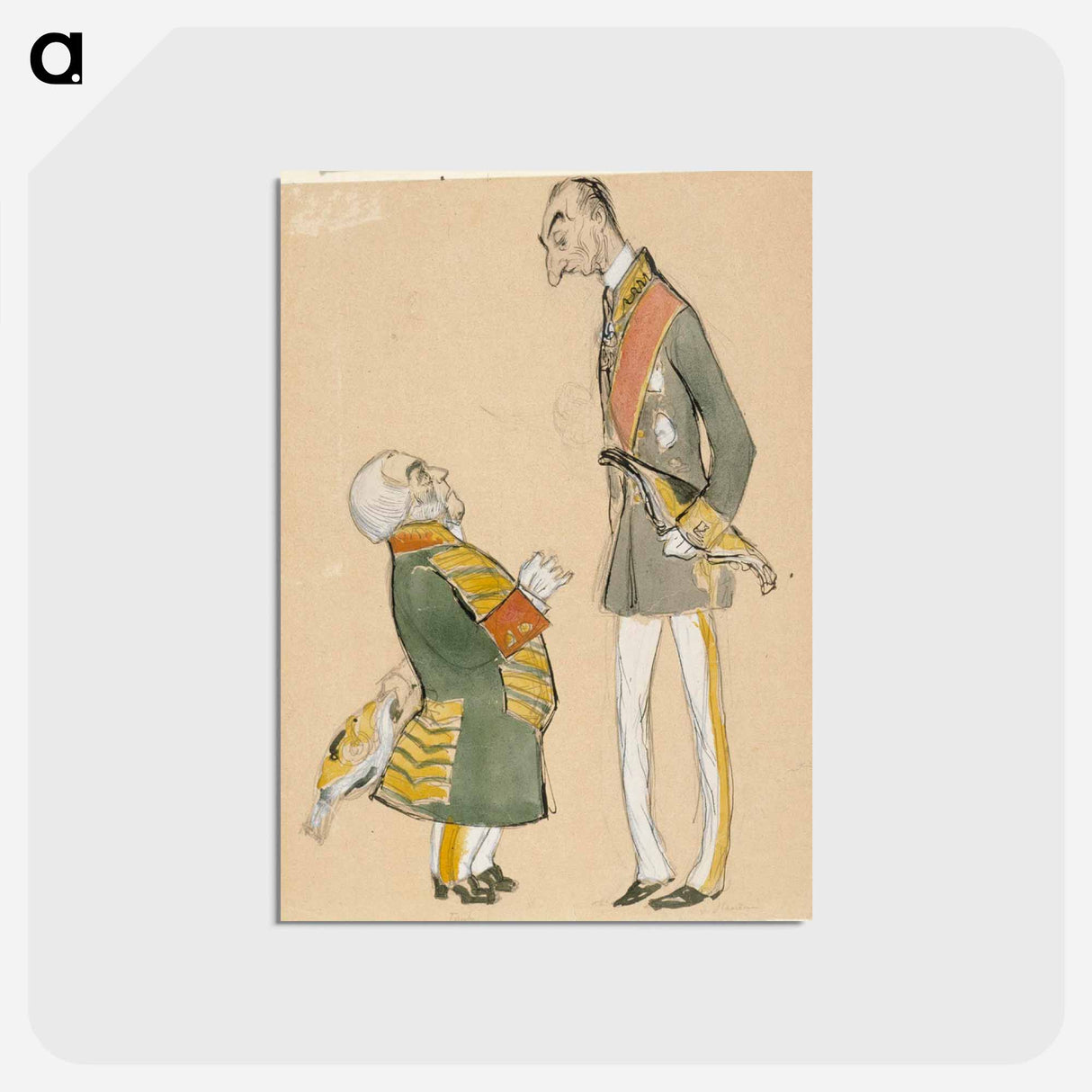 Caricature of von haartman, chairman of the nobility and baron taube - アルバート エーデルフェルト Postcard.