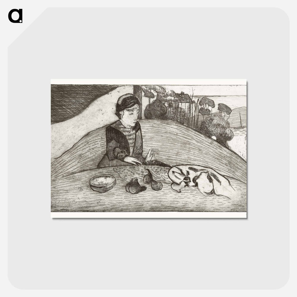 アートポストカード-The Woman with Figs - ポール ゴーギャン Postcard.