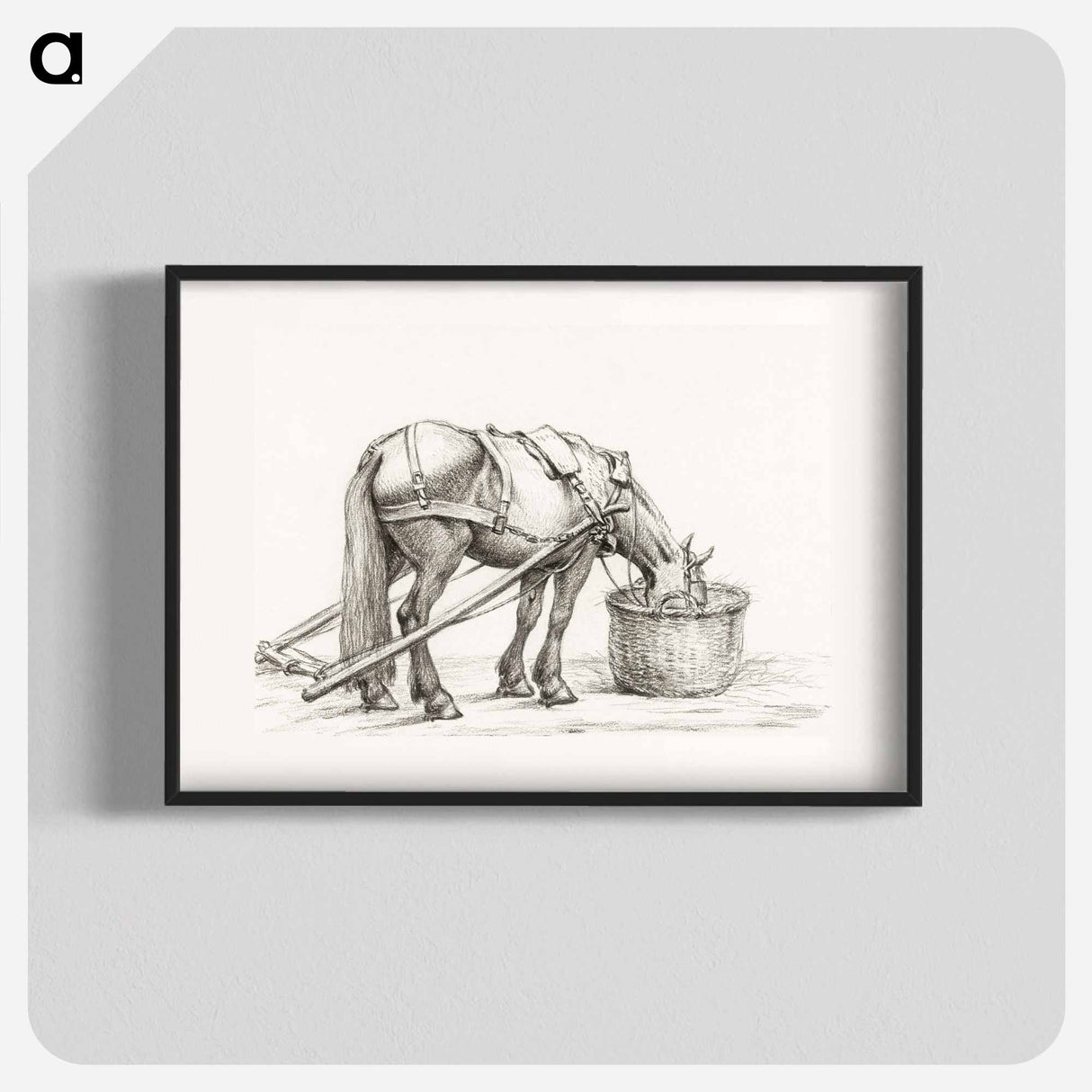 Horse eating from a basket - ジャン ベルナール Poster.