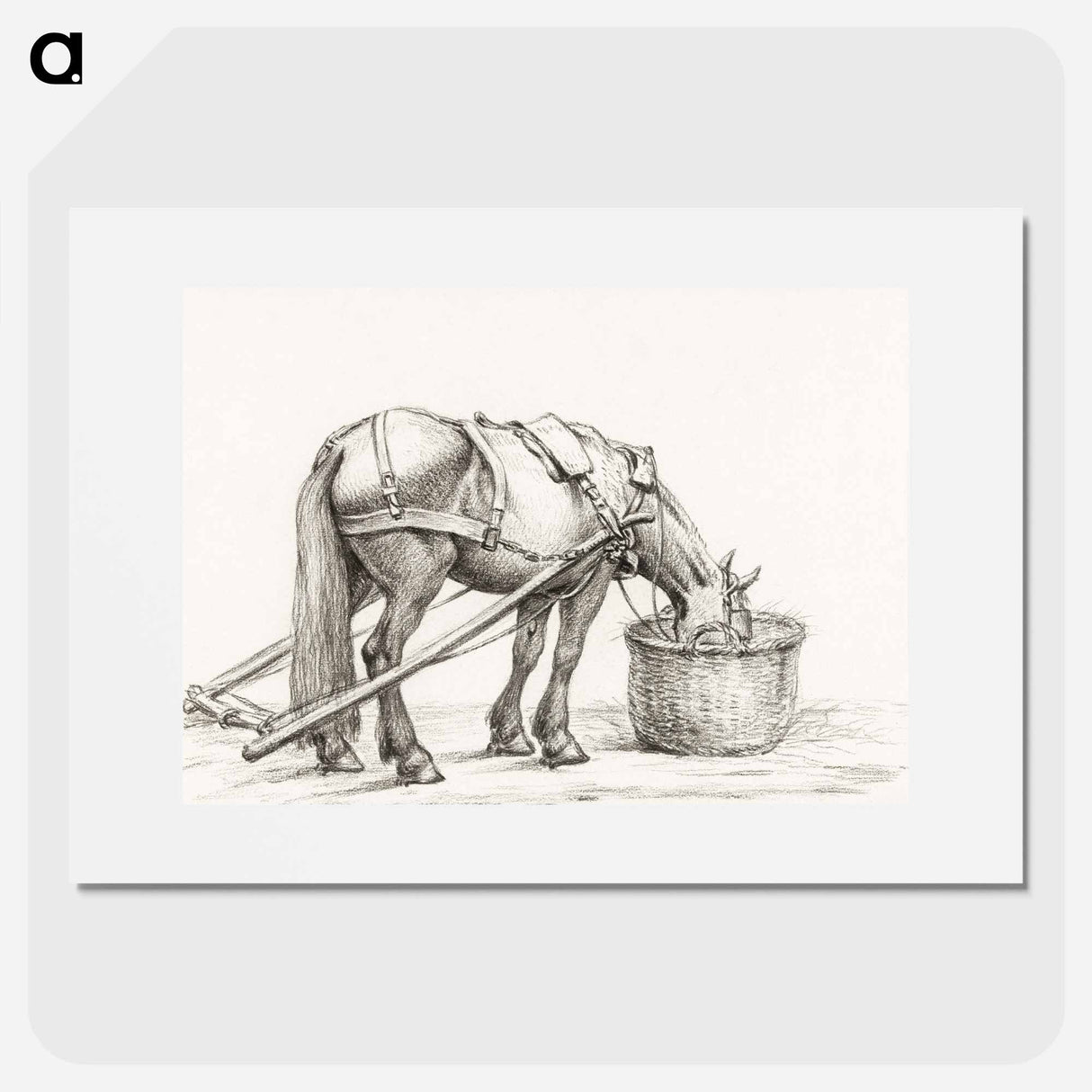Horse eating from a basket - ジャン ベルナール Poster.