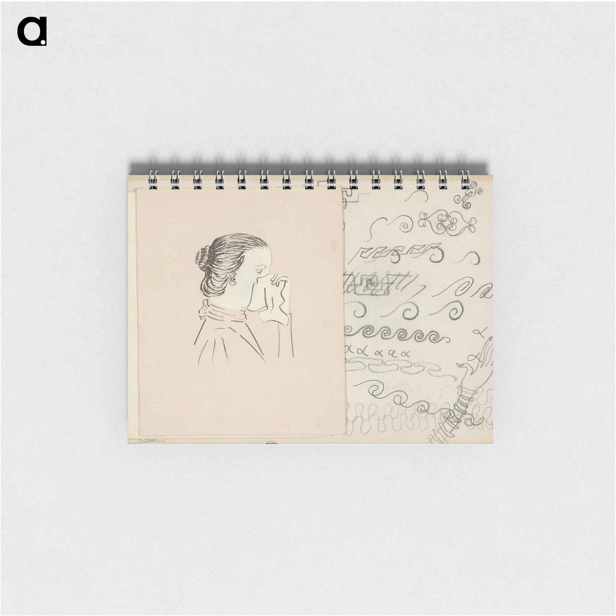 Kop van een vrouw met een zakdoek tegen haar neus - ユリー デ フラーハ Memo.