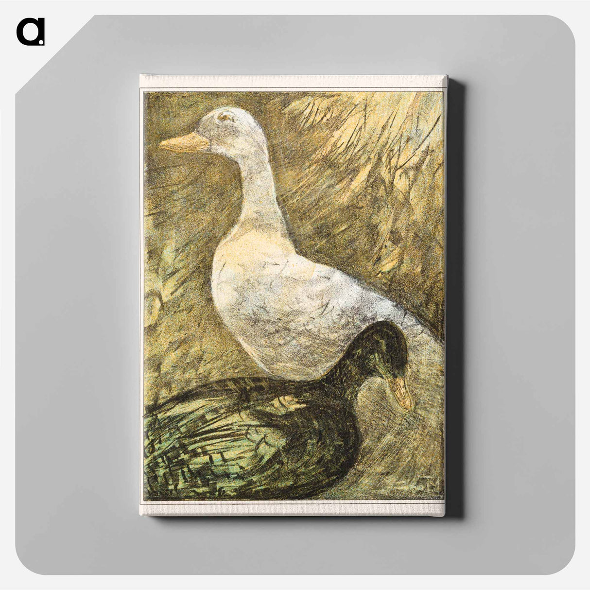 Twee staande eenden - Theo van Hoytema Canvas.