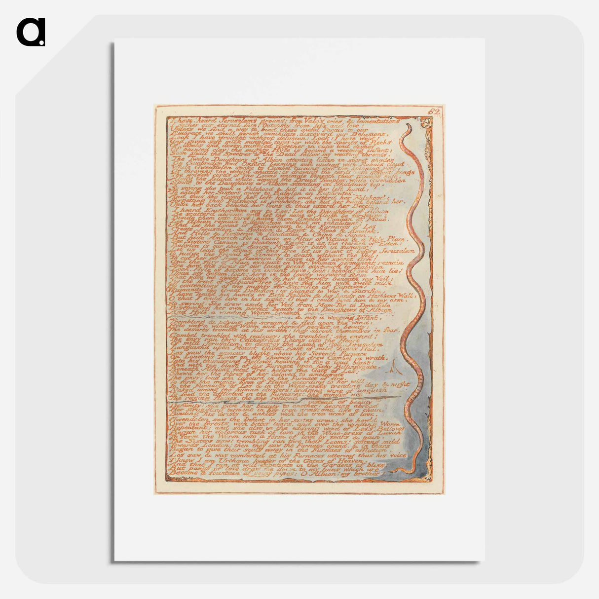 アートポスター-Jerusalem, Plate 82, "I have heard Jerusalems groans...." - ウィリアム ブレイク Poster.