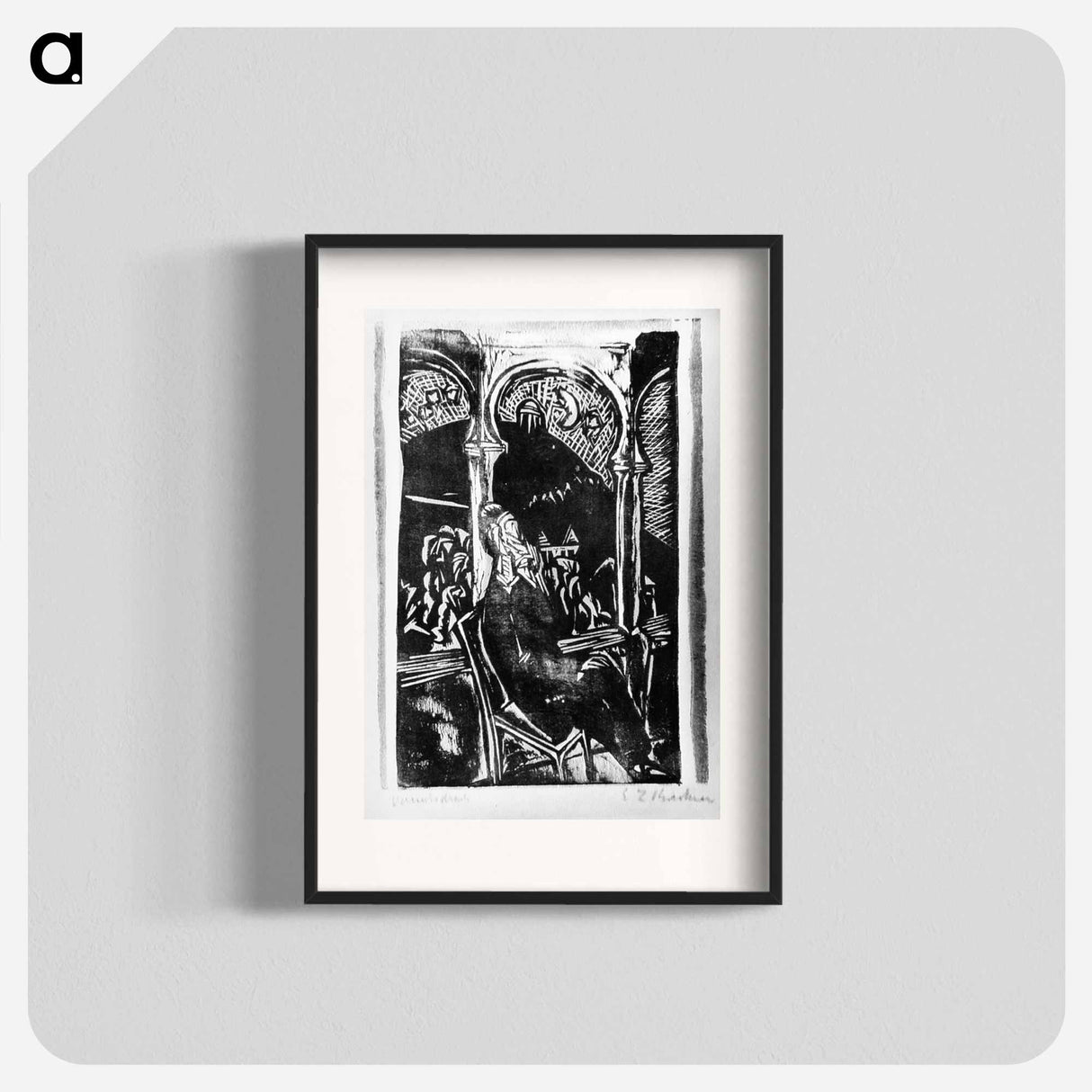 アートポスター-Balcony, Prof Gräf, Jena, dreaming man by Ernst Ludwig Kirchner - エルンスト ルートヴィヒ キルヒナー Poster.