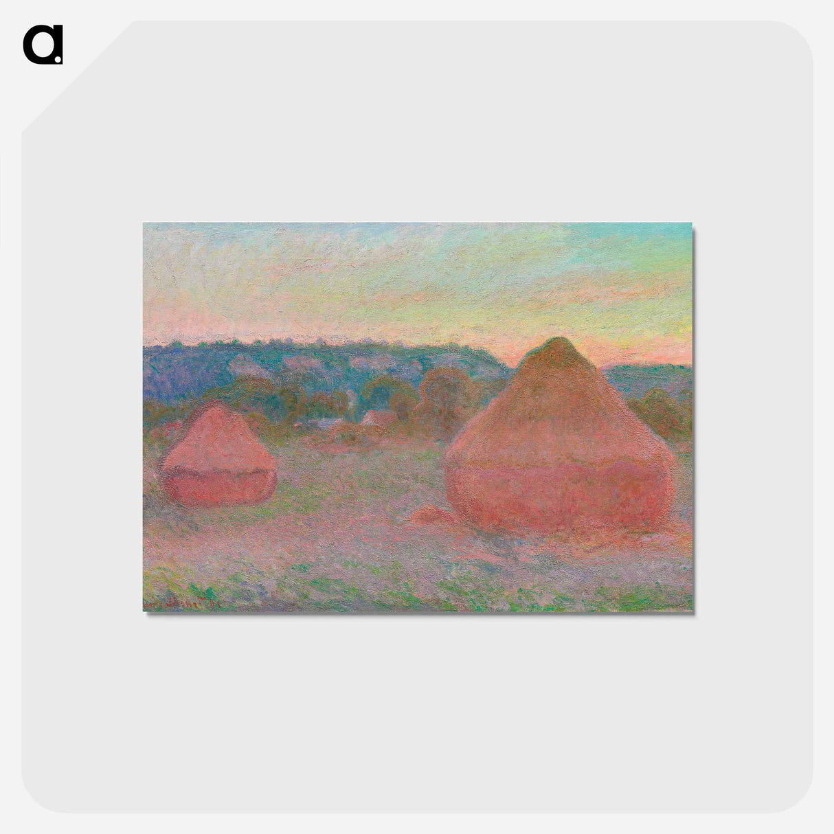 アートポストカード-Haystacks, End of Day, Autumn - クロード モネ Postcard.