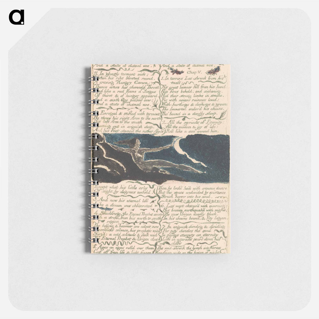 The First Book of Urizen, Plate 11, "Two nostrils bent down to the deep . . . ." - ウィリアム ブレイク Memo.