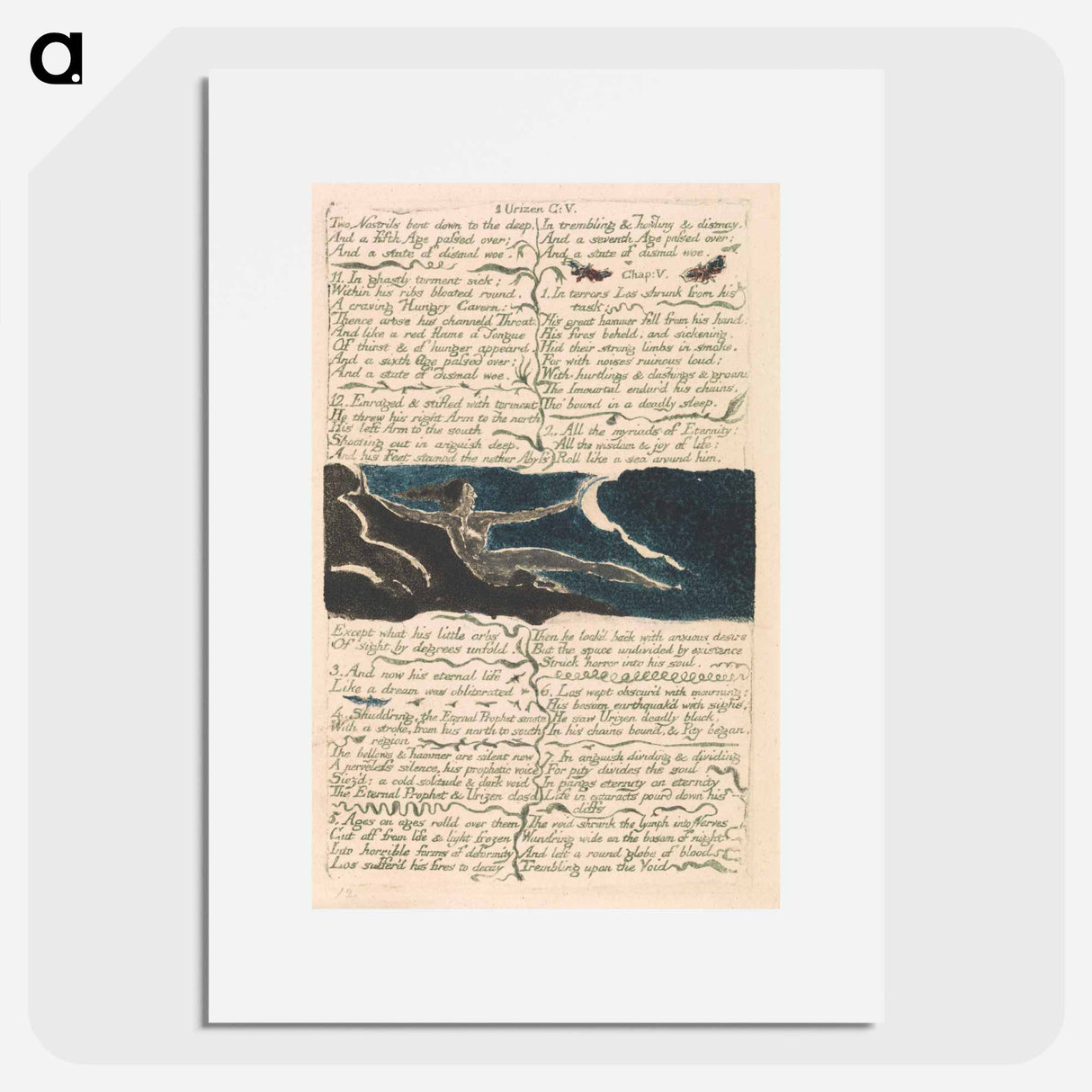 The First Book of Urizen, Plate 11, "Two nostrils bent down to the deep . . . ." - William Blake Poster.