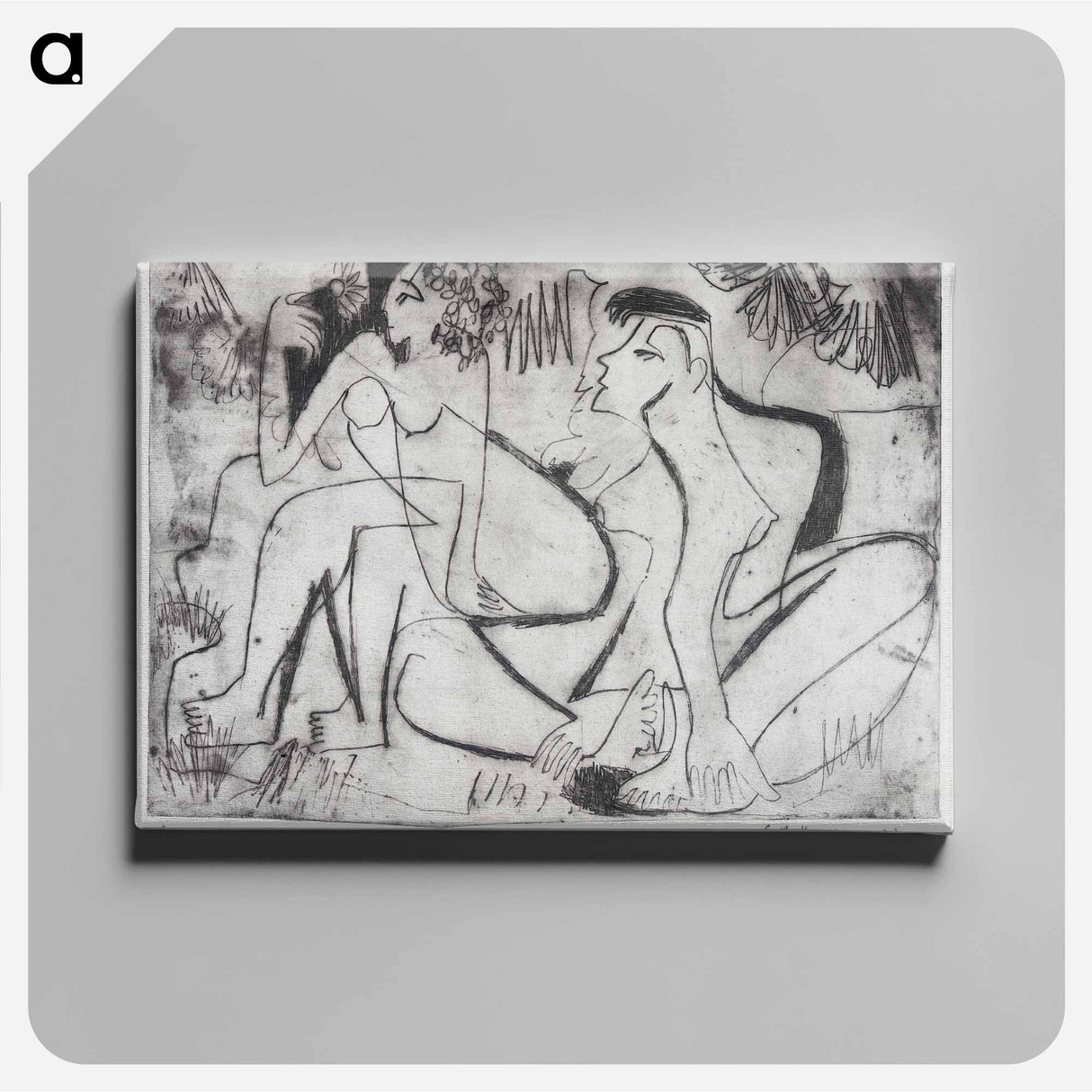 アートパネル-Zwei nackte Mädchen in freien - エルンスト ルートヴィヒ キルヒナー Canvas.