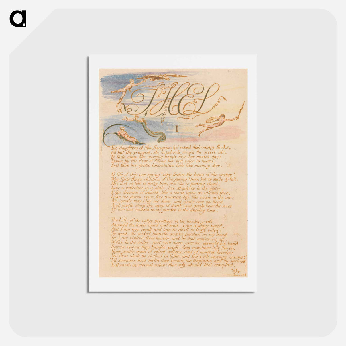 アートポストカード-The Book of Thel, Plate 3, "Thel / I / The daughters of Mne Seraphim" - ウィリアム ブレイク Postcard.