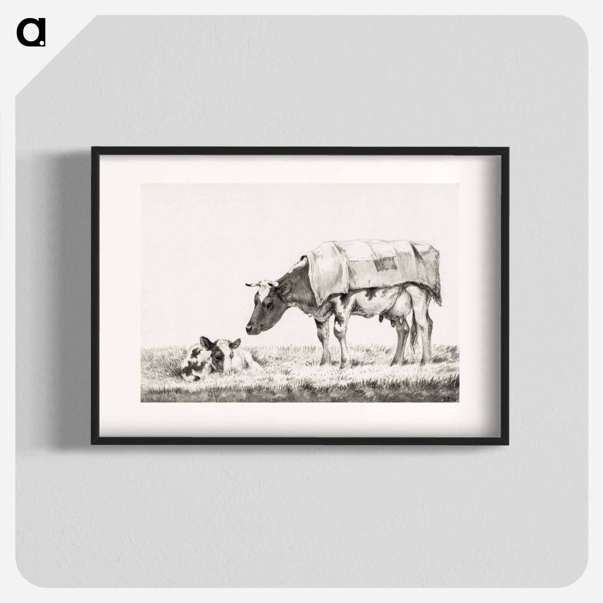 Standing cow with lying calf - ジャン ベルナール Poster.