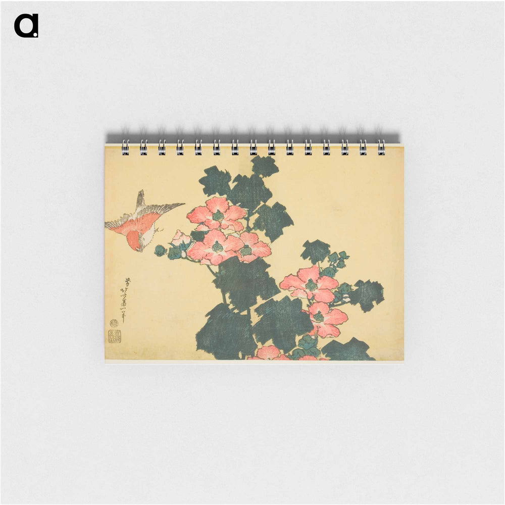 Hokusai's Hibiscus and Sparrow - 葛飾 北斎 Memo.