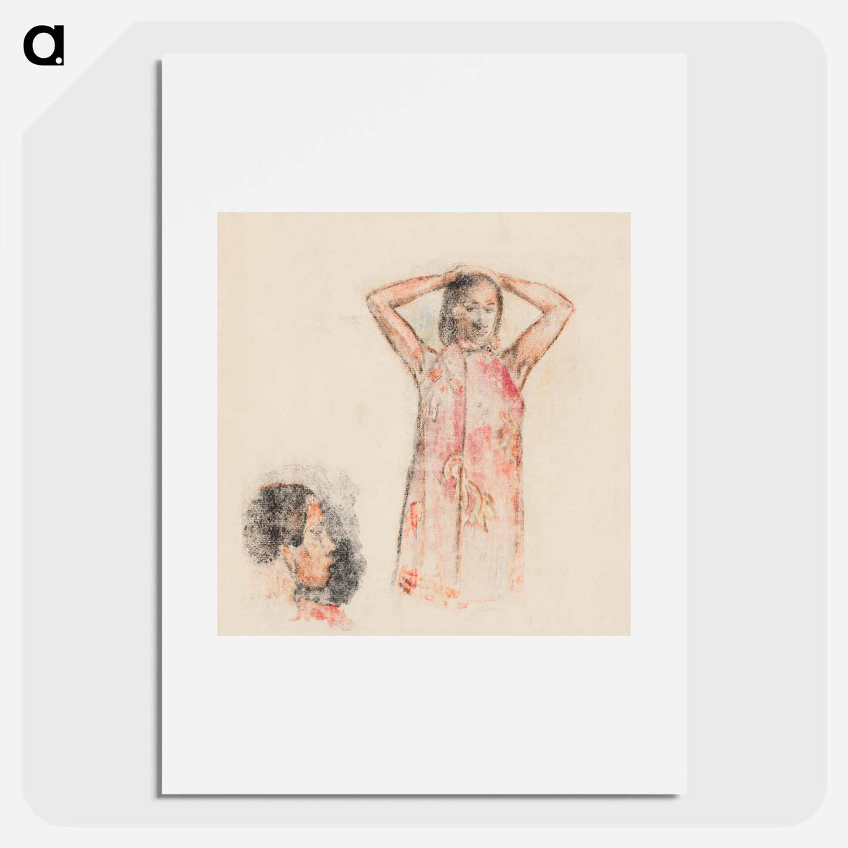 Tahitian Girl in Pink Pareu - Paul Gauguin Poster.