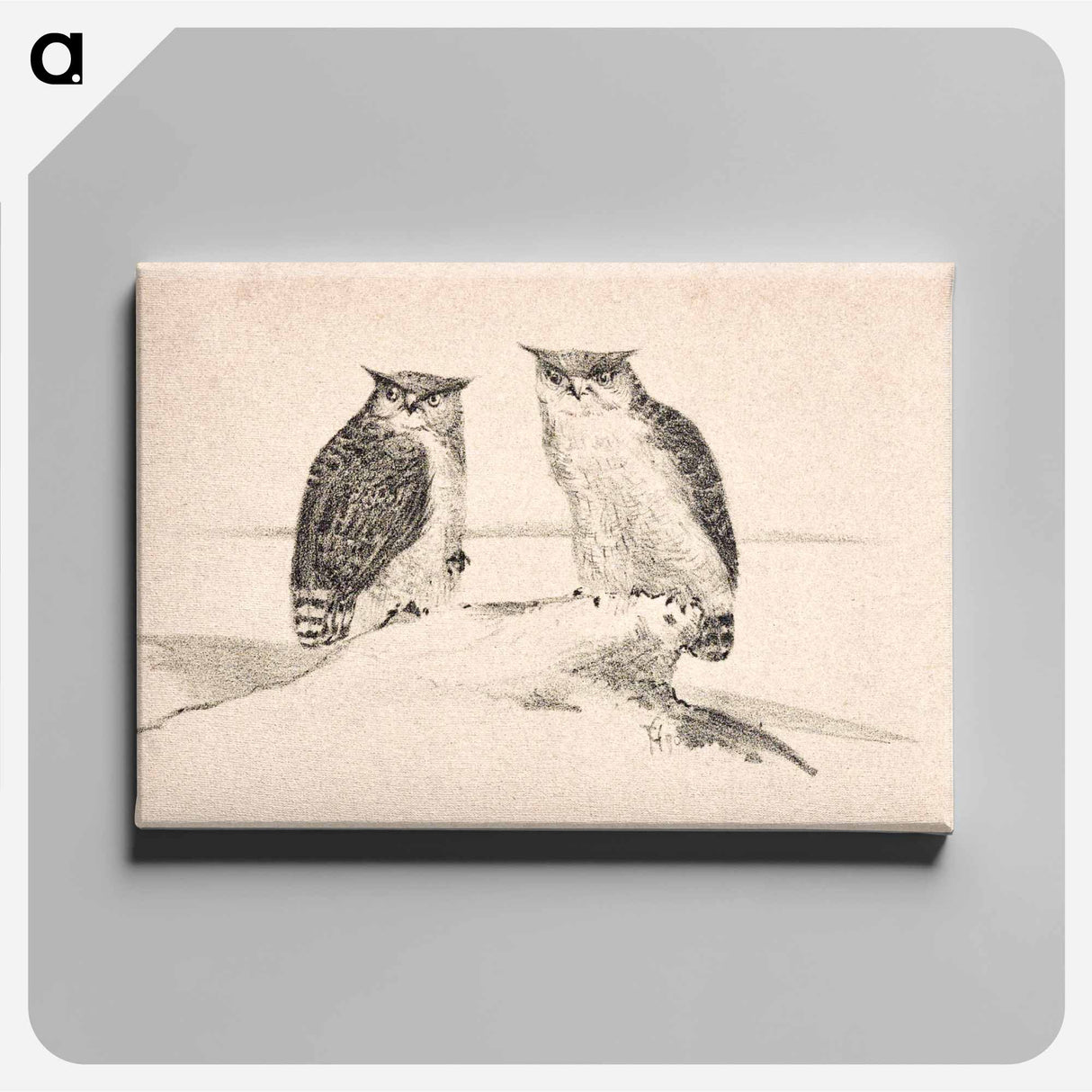 Wenskaart met twee uilen - Theo van Hoytema Canvas.