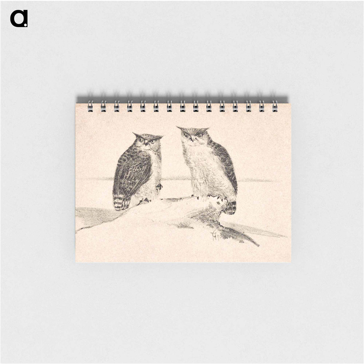 Wenskaart met twee uilen - テオ ヴァン ホイテマ Memo.