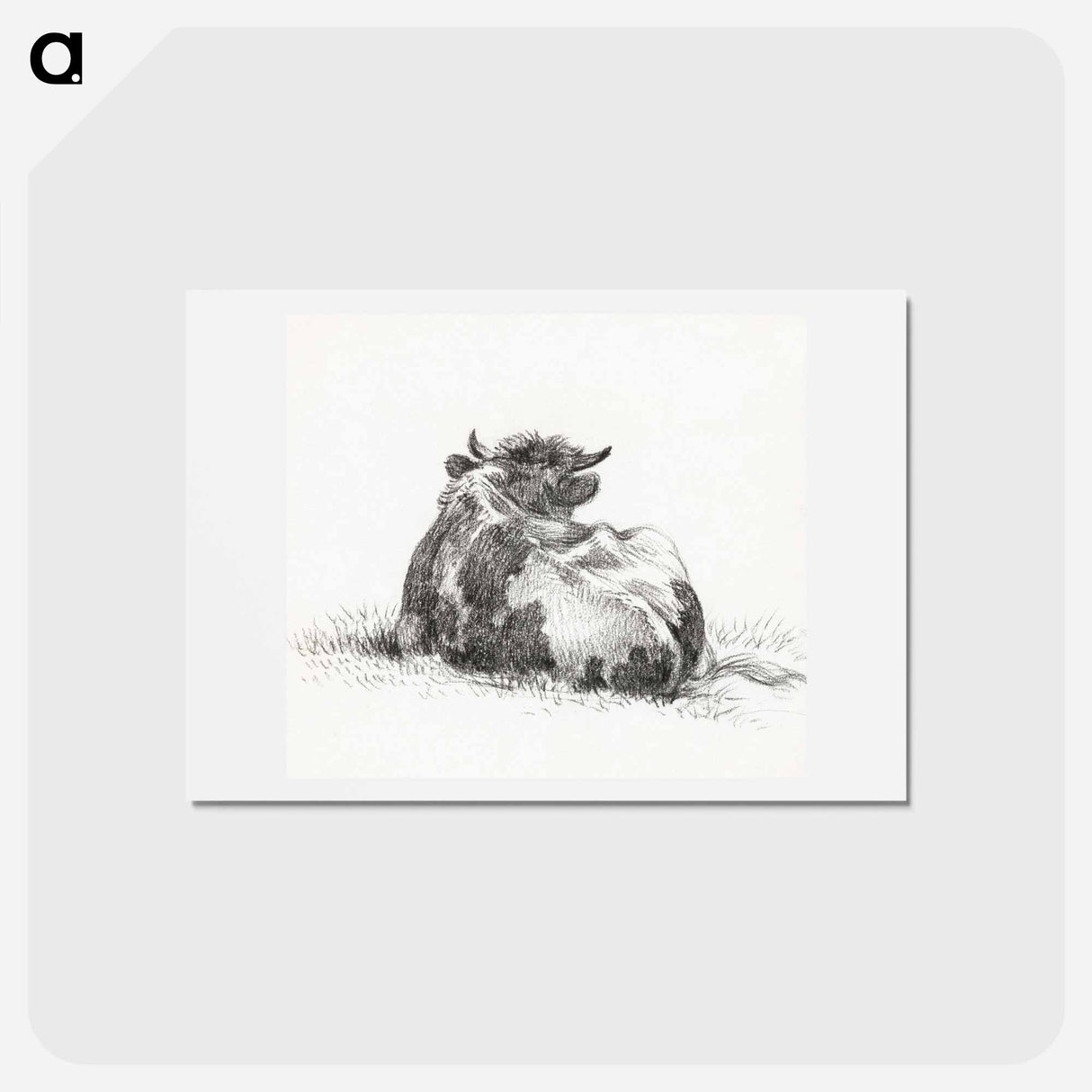 アートポストカード-Lying cow - ジャン ベルナール Postcard.