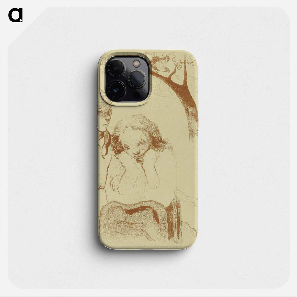 Sad Woman is Sitting with a Man - Paul Gauguin Phone Case.