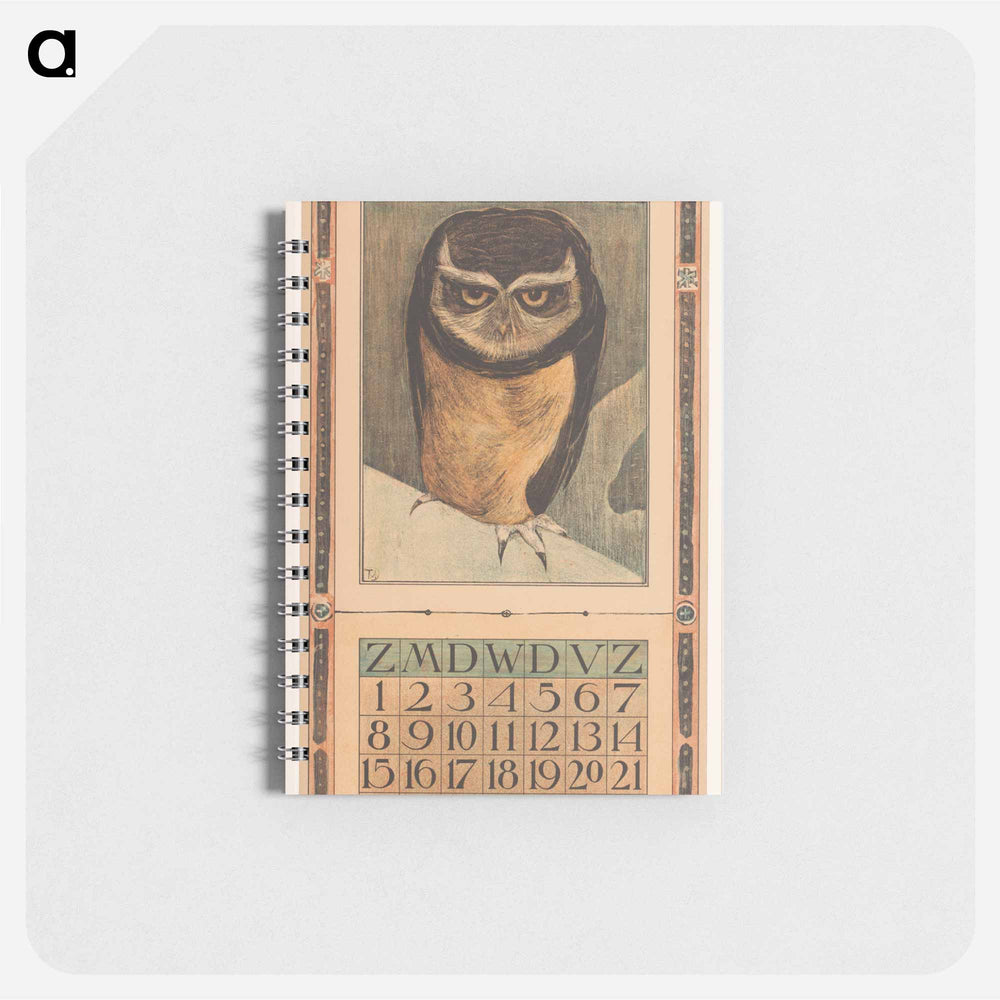 Kalenderblad januari met uil - テオ ヴァン ホイテマ Memo.