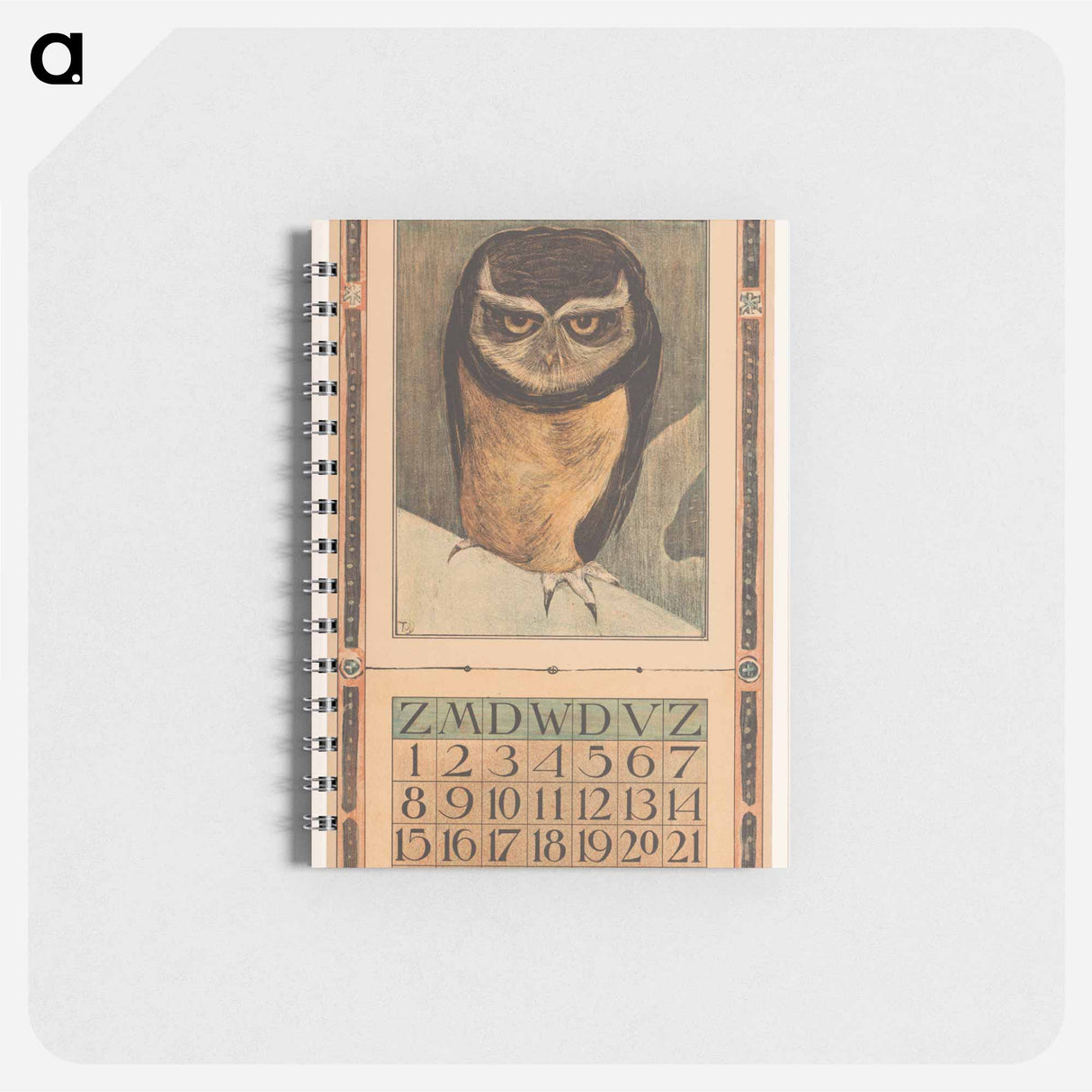 Kalenderblad januari met uil - テオ ヴァン ホイテマ Memo.