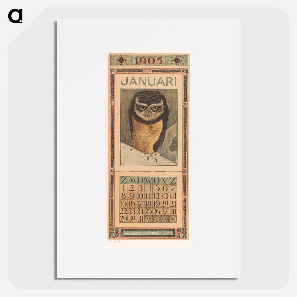 Calendar January 2019 - Theo van Hoytema Poster.