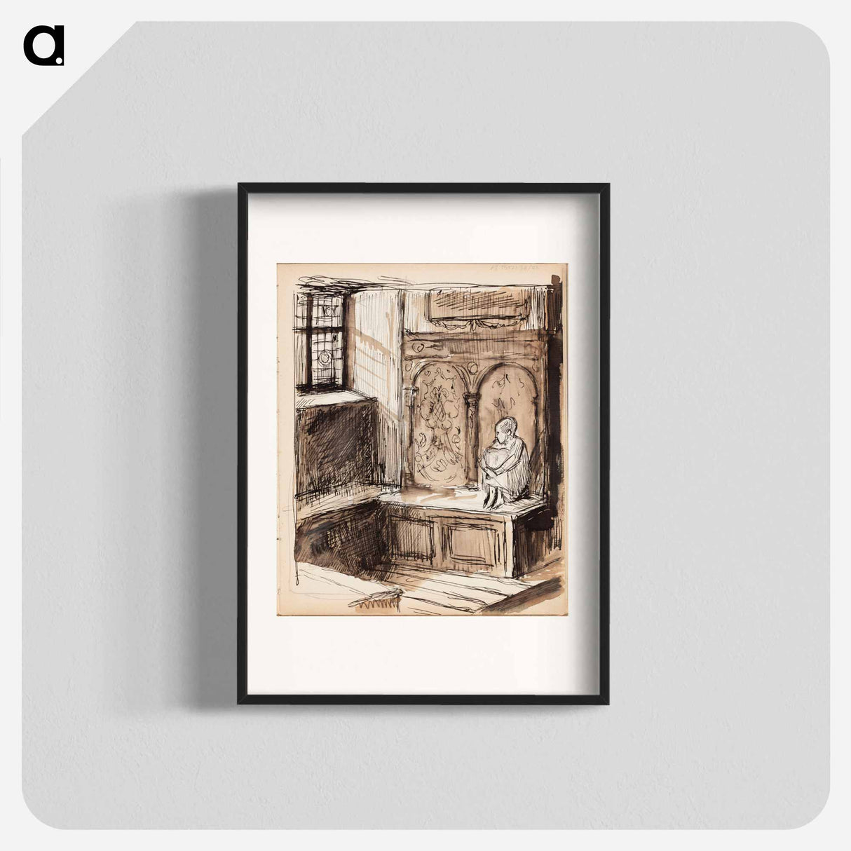 Carl Snoilsky, svenska bilder -kirjan kuvitusluonnos, runo vita frun - アルバート エーデルフェルト Poster.