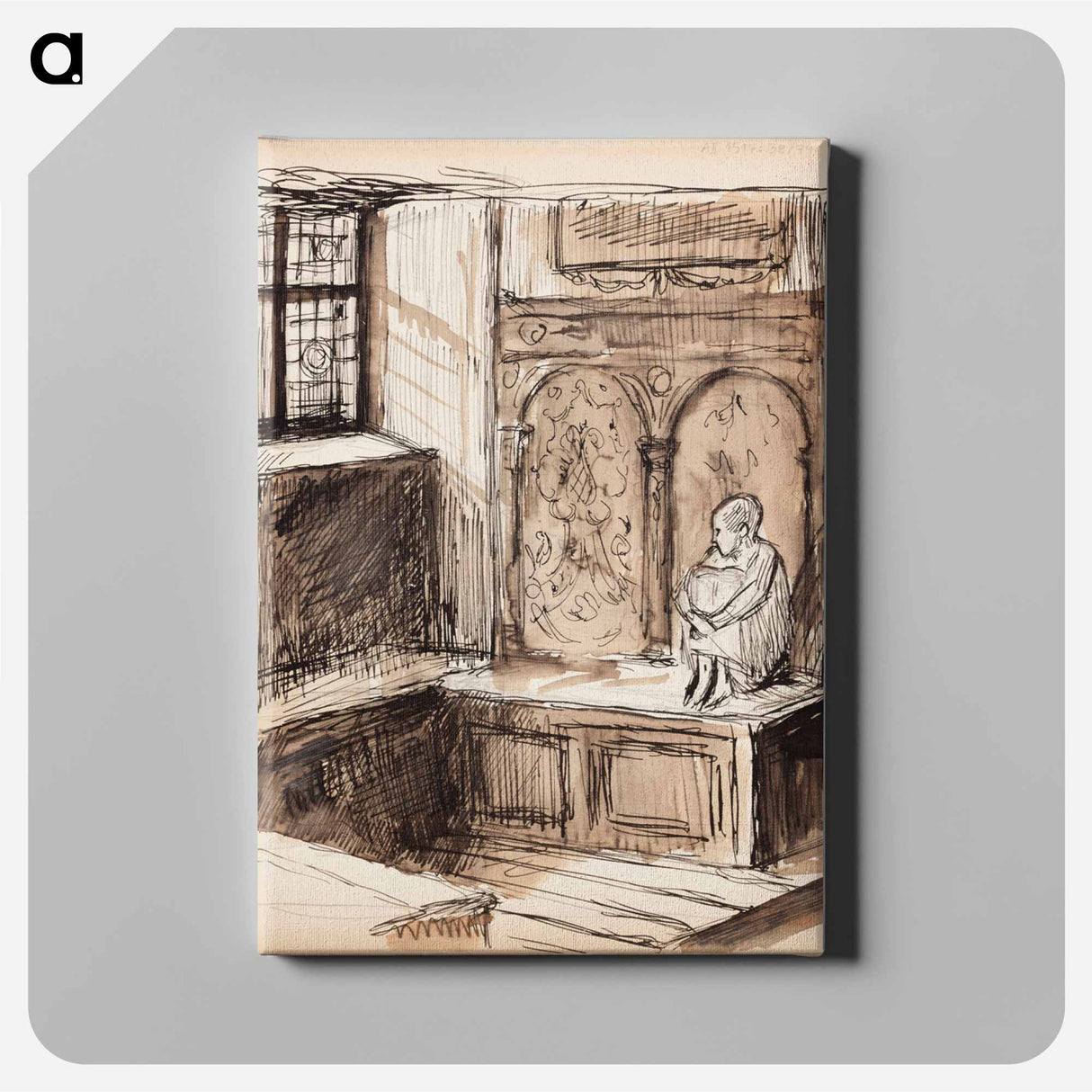 Carl Snoilsky, svenska bilder -kirjan kuvitusluonnos, runo vita frun - アルバート エーデルフェルト Canvas.