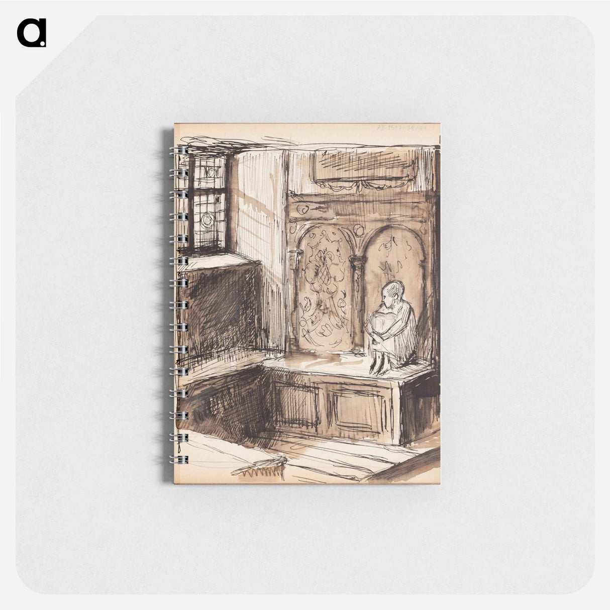 Carl Snoilsky, svenska bilder -kirjan kuvitusluonnos, runo vita frun - アルバート エーデルフェルト Memo.