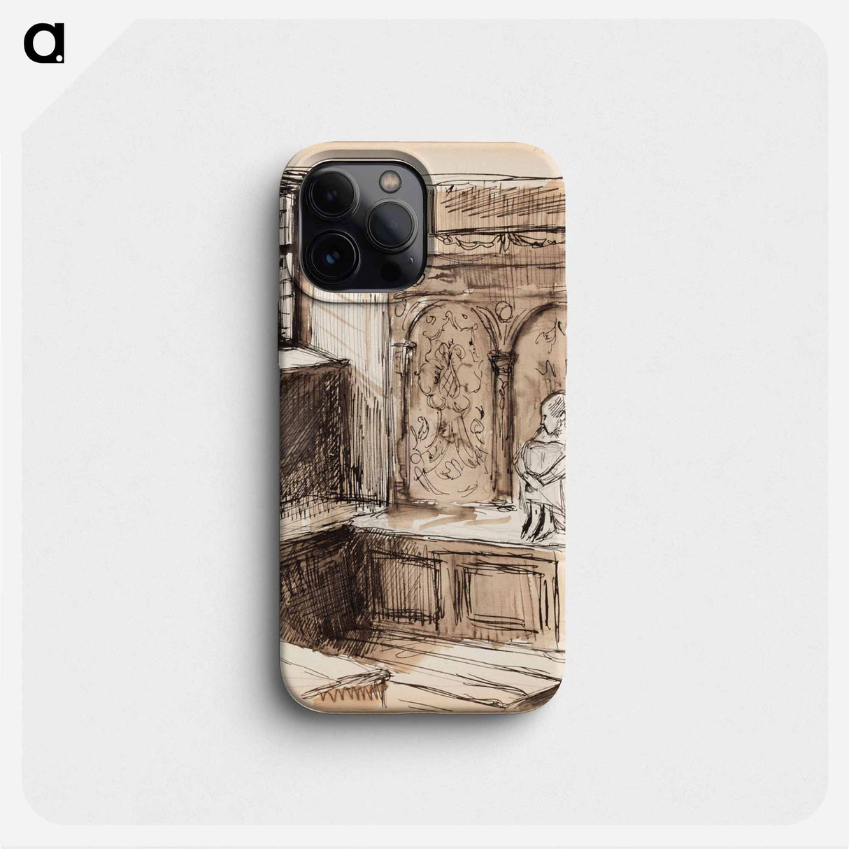 Carl Snoilsky, svenska bilder -kirjan kuvitusluonnos, runo vita frun - アルバート エーデルフェルト Phone Case.