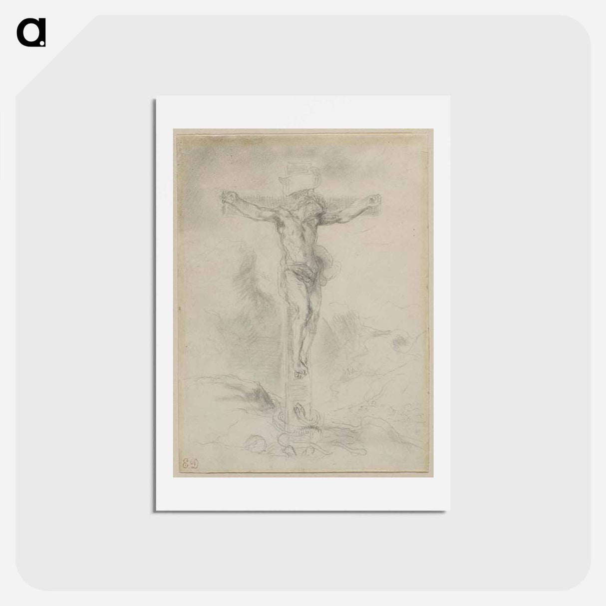 アートポストカード-Christ on the Cross - ウジェーヌ ドラクロワ Postcard.