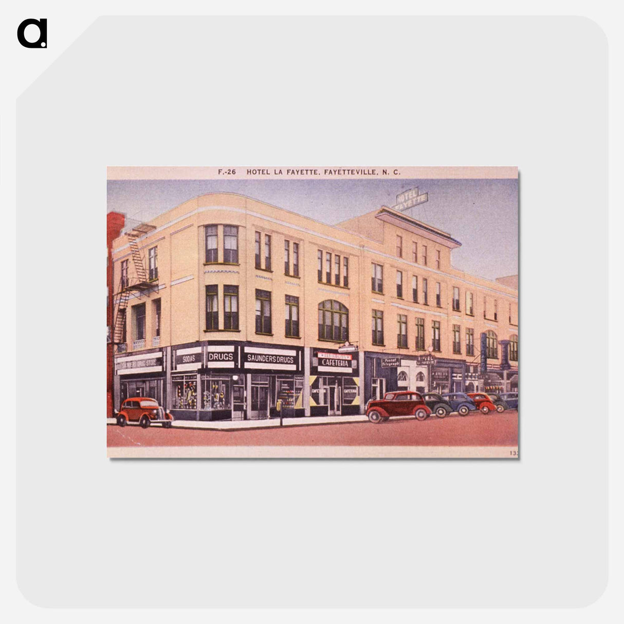 アートポストカード-Hotel La Fayette and Saunders Drugs, Exterior View
- 国立医学図書館 Postcard.